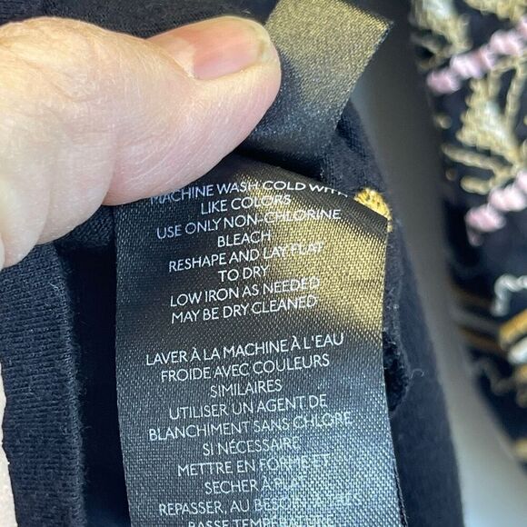 Anthropologie Pilcrow Black Gold Embroidered Calanthe Puff Sleeve Blouse Medium - Picture 8 of 10